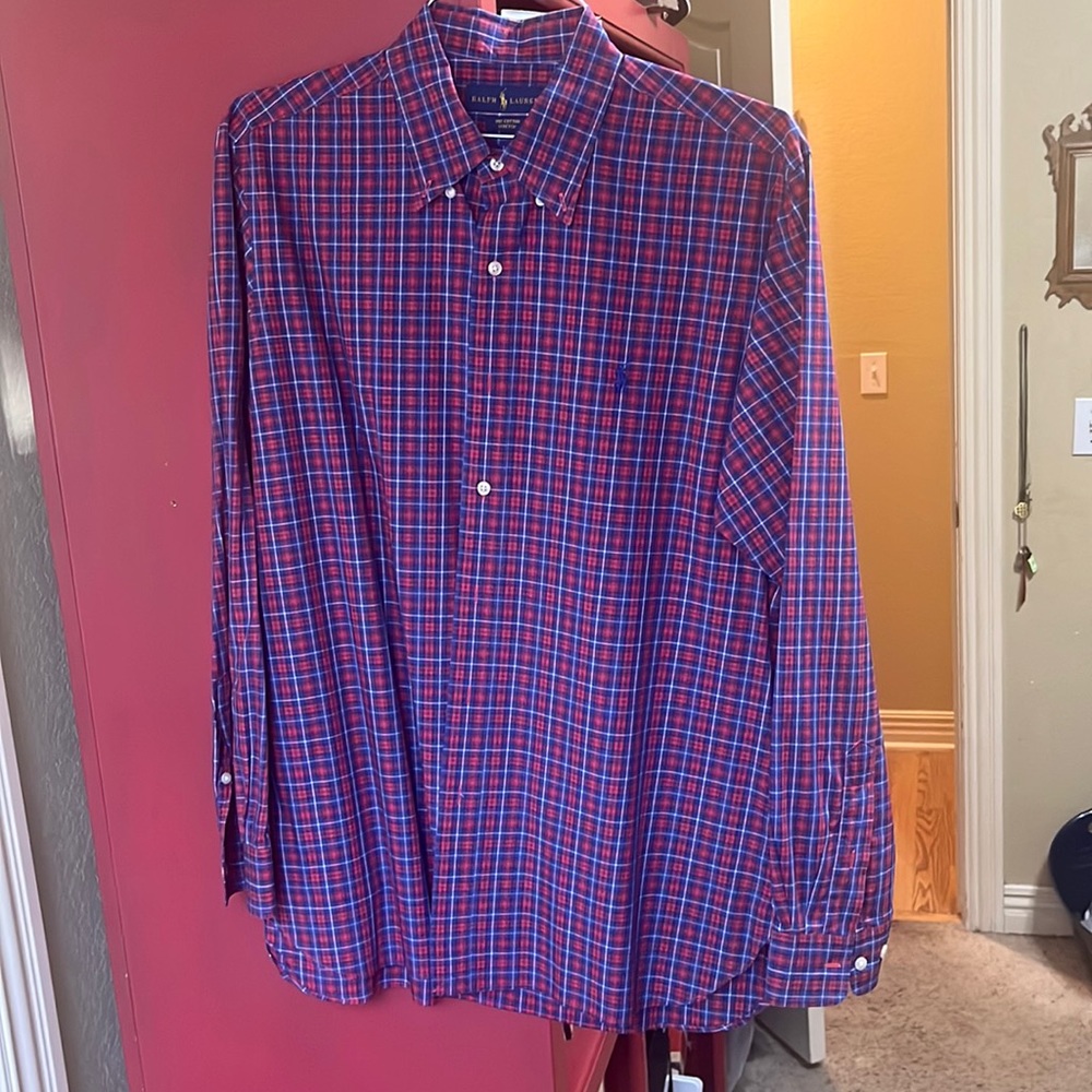 Red/Blue Check Button Down Dress Shirt